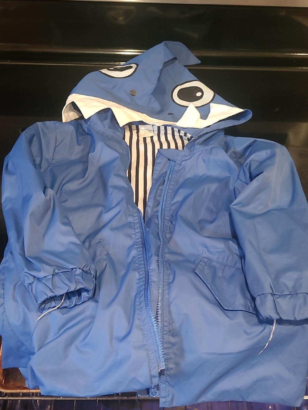 Blue Shark Hooded Kids Rain Jacket